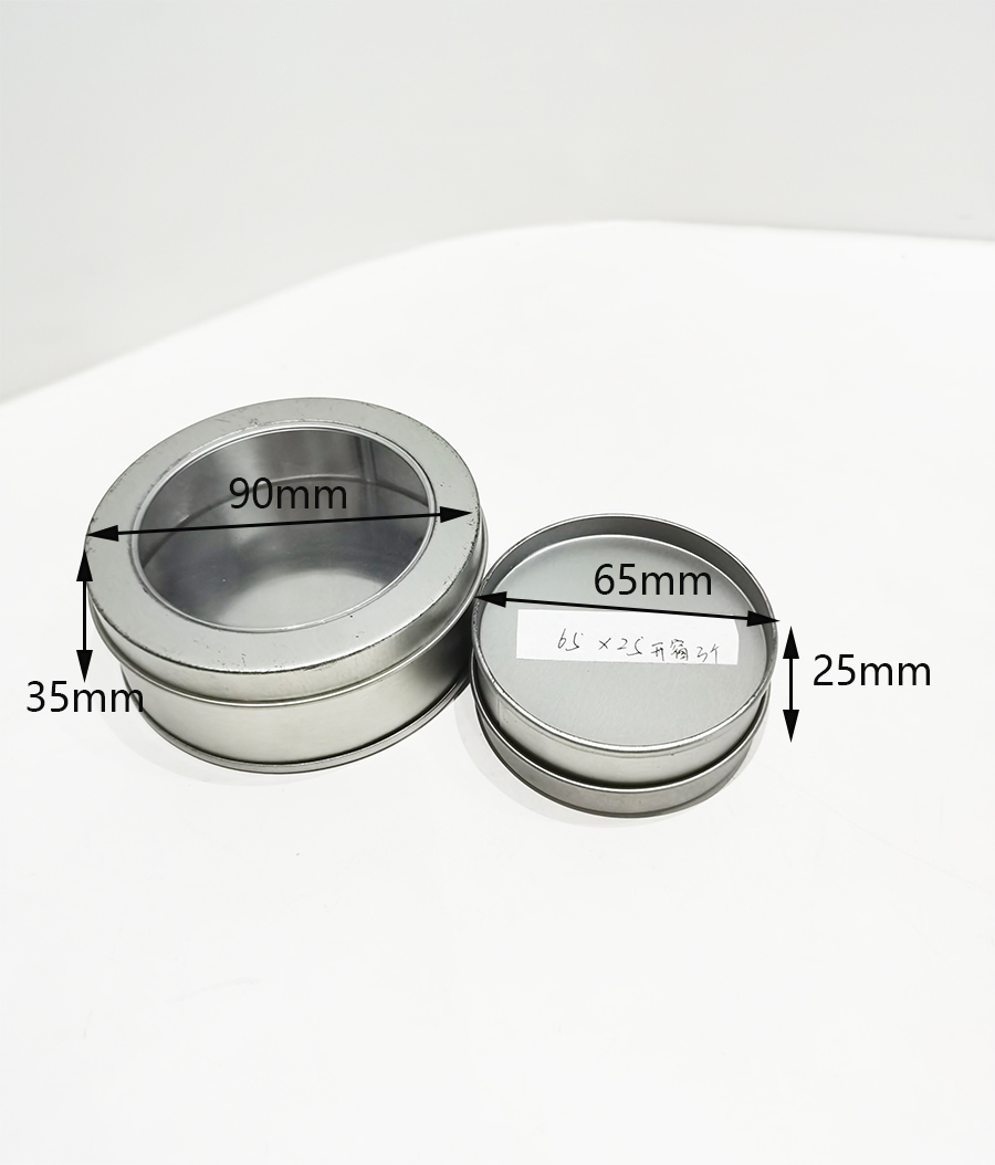 Wholesale Small Round Techno Tins - Clear Window - Small Tin Boxes