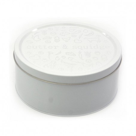 Vintage Embossed Silver Cookie Biscuit Tin - Round