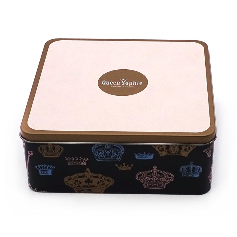 Custom Square Tin Container Metal Cookie Can Box