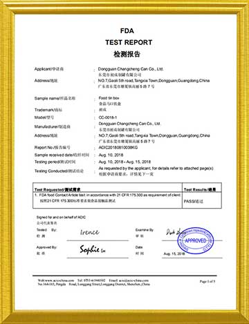 EN71 certification for tin box factory